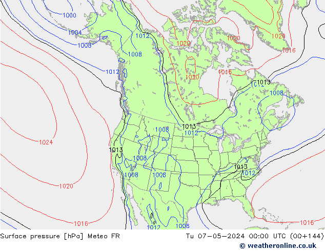 Presión superficial Meteo FR mar 07.05.2024 00 UTC