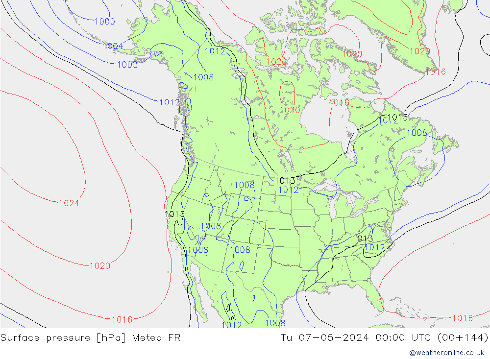 Presión superficial Meteo FR mar 07.05.2024 00 UTC