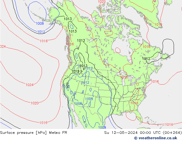 Atmosférický tlak Meteo FR Ne 12.05.2024 00 UTC