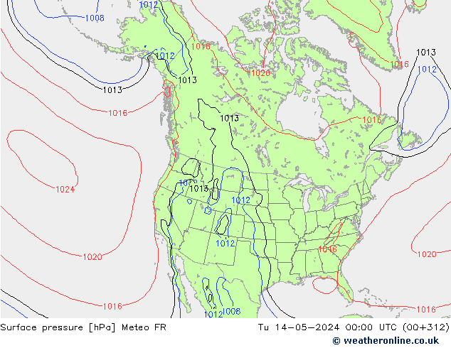地面气压 Meteo FR 星期二 14.05.2024 00 UTC