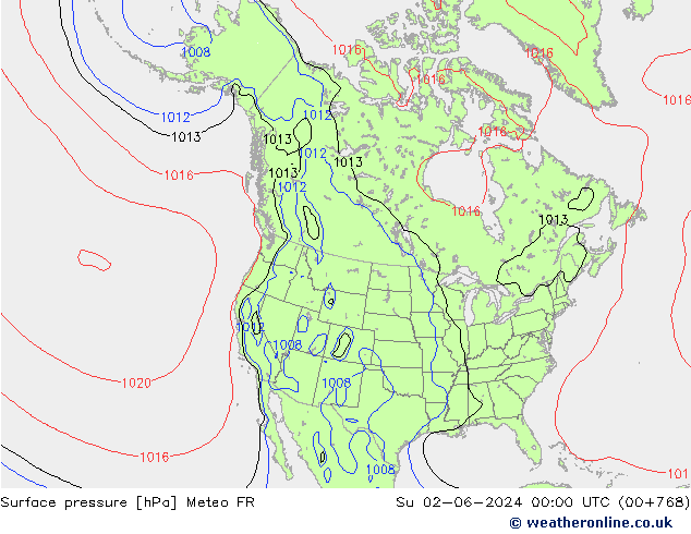 pressão do solo Meteo FR Dom 02.06.2024 00 UTC