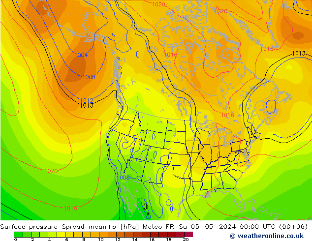 pressão do solo Spread Meteo FR Dom 05.05.2024 00 UTC