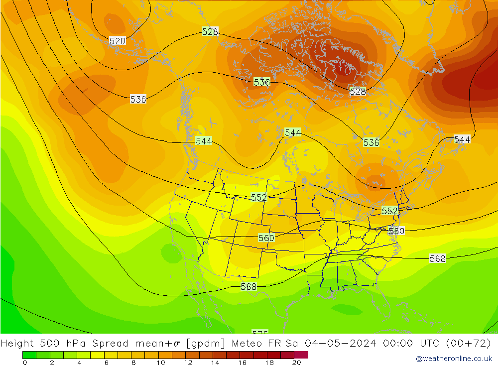 Height 500 hPa Spread Meteo FR Sa 04.05.2024 00 UTC