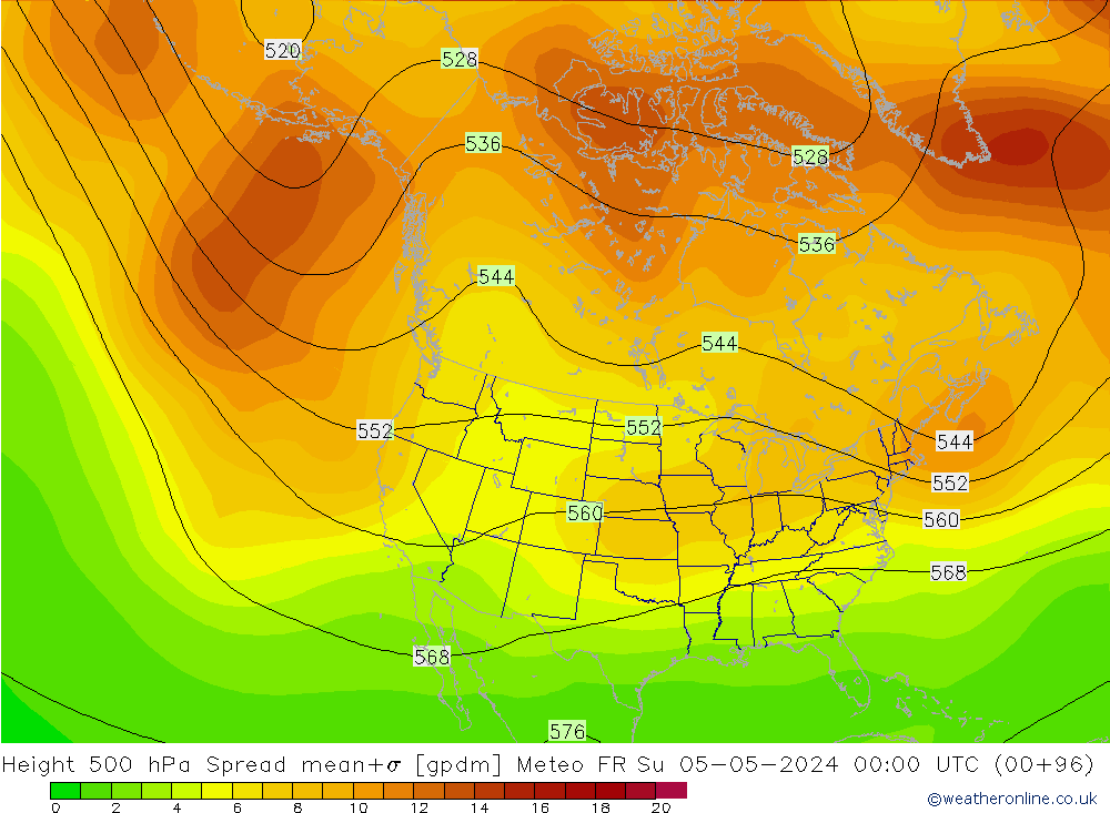 Geop. 500 hPa Spread Meteo FR dom 05.05.2024 00 UTC