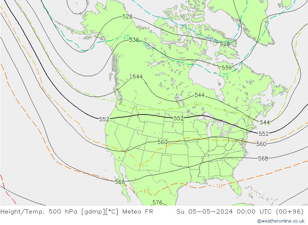 Height/Temp. 500 hPa Meteo FR 星期日 05.05.2024 00 UTC