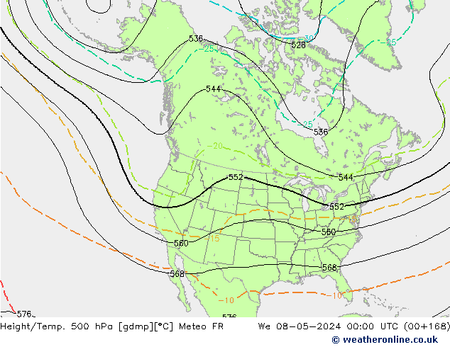 Height/Temp. 500 гПа Meteo FR ср 08.05.2024 00 UTC