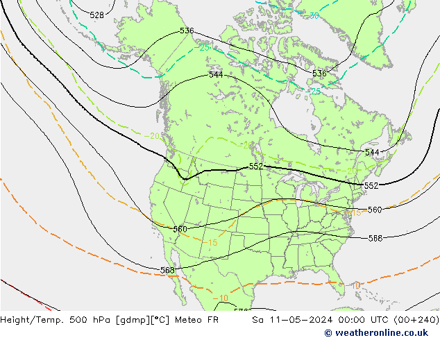 Hoogte/Temp. 500 hPa Meteo FR za 11.05.2024 00 UTC
