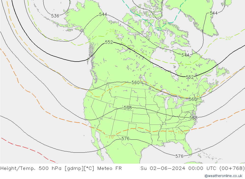 Height/Temp. 500 hPa Meteo FR So 02.06.2024 00 UTC