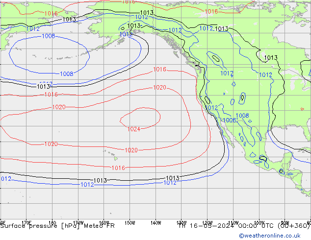 pression de l'air Meteo FR jeu 16.05.2024 00 UTC