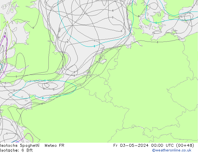 Eşrüzgar Hızları Spaghetti Meteo FR Cu 03.05.2024 00 UTC