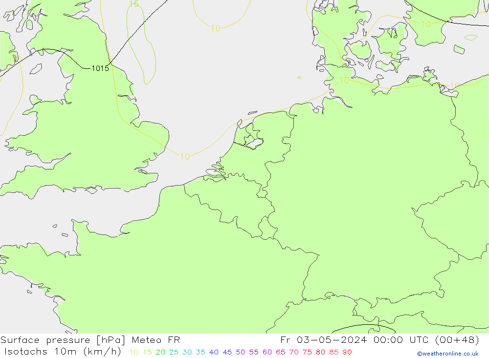 Isotachs (kph) Meteo FR пт 03.05.2024 00 UTC