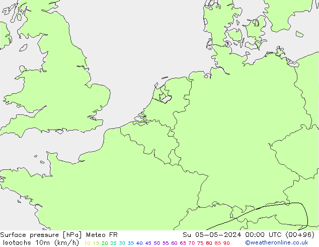 Isotachs (kph) Meteo FR dim 05.05.2024 00 UTC