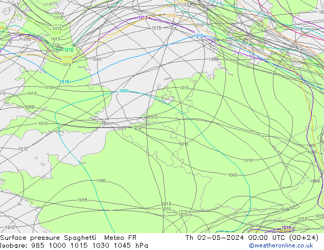 Bodendruck Spaghetti Meteo FR Do 02.05.2024 00 UTC