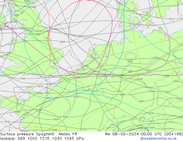 Surface pressure Spaghetti Meteo FR We 08.05.2024 00 UTC