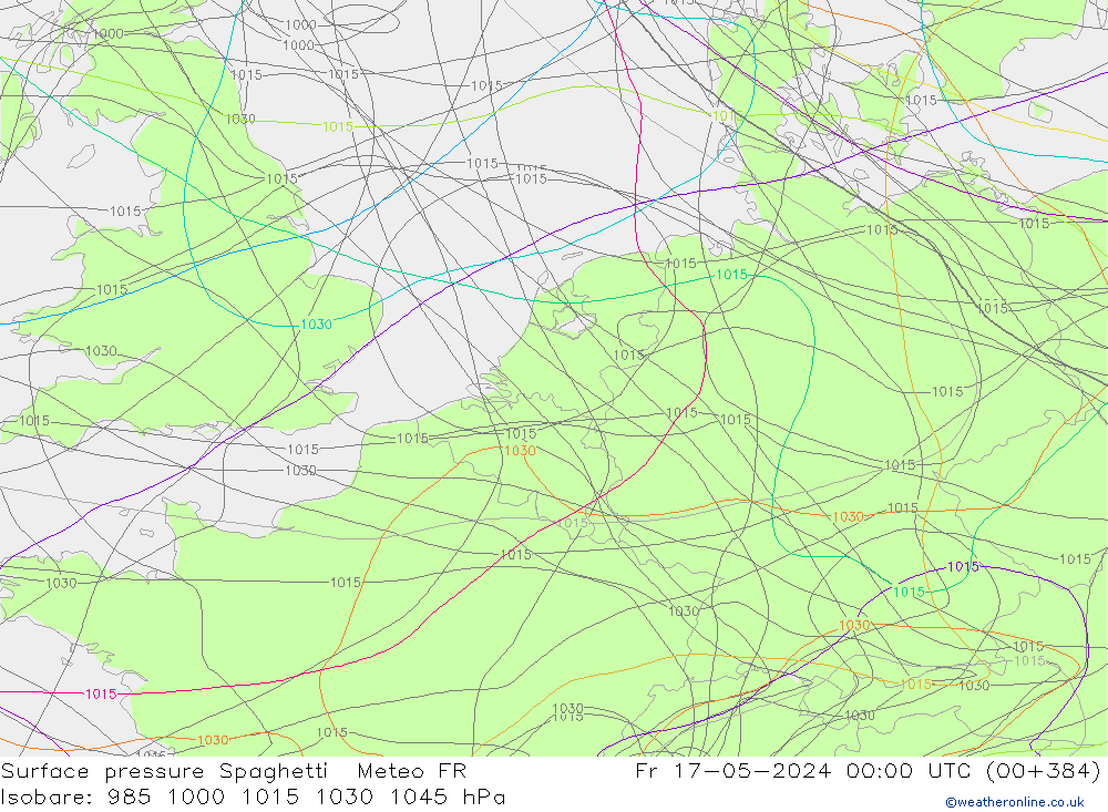 Atmosférický tlak Spaghetti Meteo FR Pá 17.05.2024 00 UTC