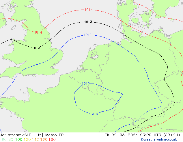 Prąd strumieniowy Meteo FR czw. 02.05.2024 00 UTC