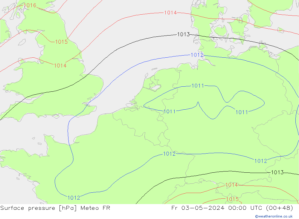 Presión superficial Meteo FR vie 03.05.2024 00 UTC