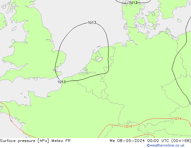 Presión superficial Meteo FR mié 08.05.2024 00 UTC
