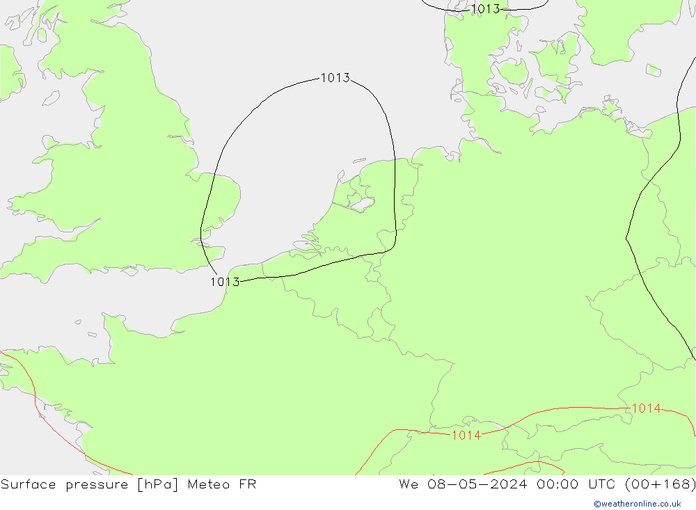 Atmosférický tlak Meteo FR St 08.05.2024 00 UTC