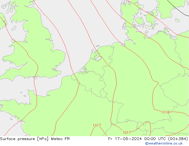 Pressione al suolo Meteo FR ven 17.05.2024 00 UTC