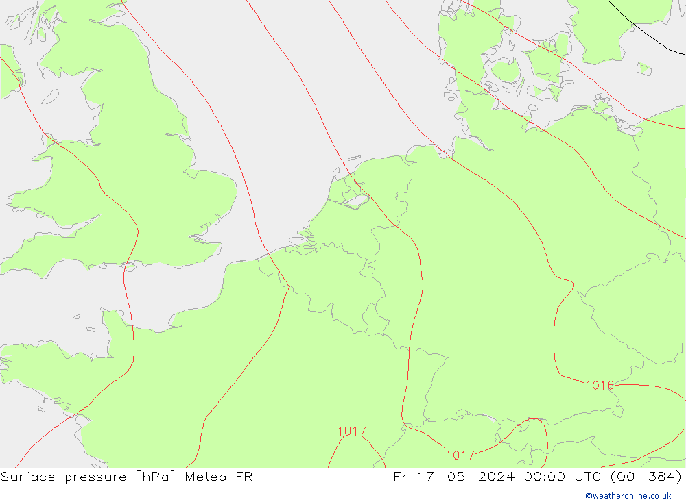 Surface pressure Meteo FR Fr 17.05.2024 00 UTC