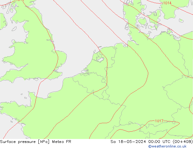 地面气压 Meteo FR 星期六 18.05.2024 00 UTC