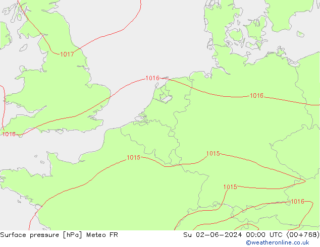 Pressione al suolo Meteo FR dom 02.06.2024 00 UTC
