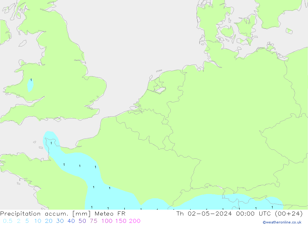 Precipitation accum. Meteo FR Qui 02.05.2024 00 UTC