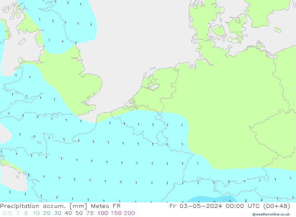 Toplam Yağış Meteo FR Cu 03.05.2024 00 UTC