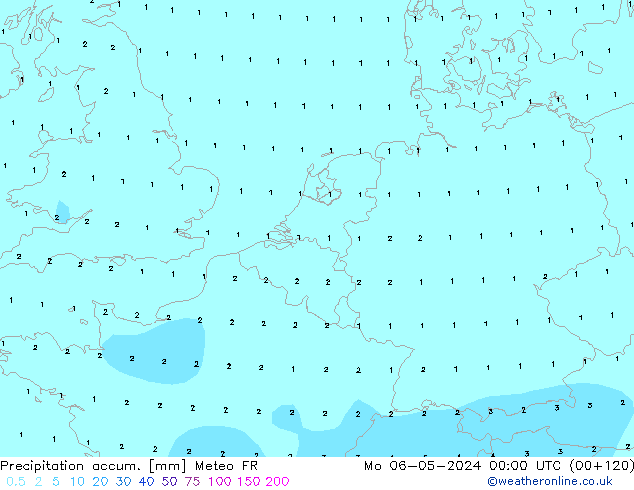 Toplam Yağış Meteo FR Pzt 06.05.2024 00 UTC