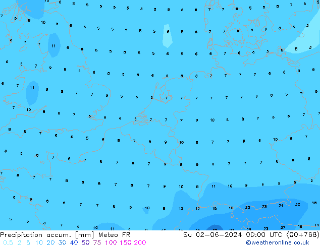 Toplam Yağış Meteo FR Paz 02.06.2024 00 UTC