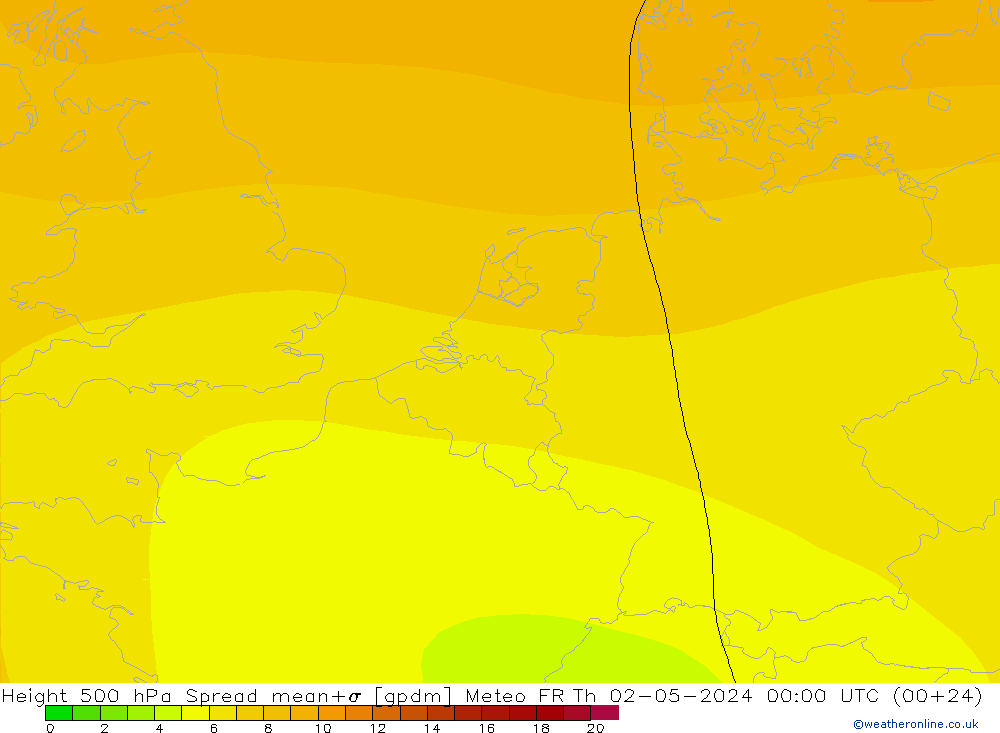 Géop. 500 hPa Spread Meteo FR jeu 02.05.2024 00 UTC