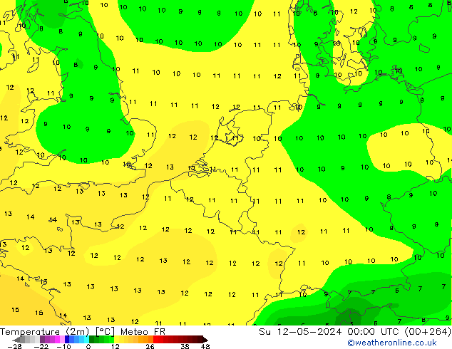 Temperatura (2m) Meteo FR dom 12.05.2024 00 UTC