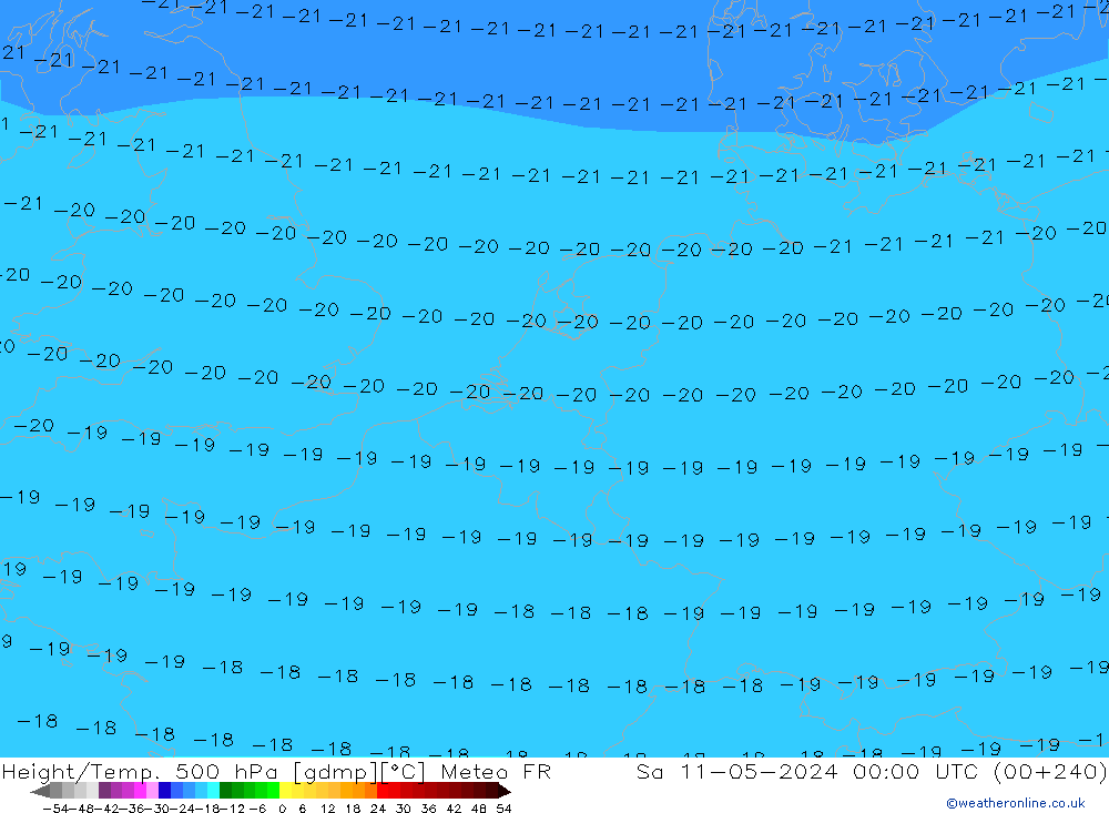 Yükseklik/Sıc. 500 hPa Meteo FR Cts 11.05.2024 00 UTC