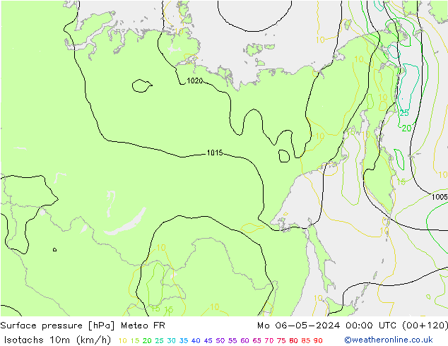 Isotachs (kph) Meteo FR пн 06.05.2024 00 UTC