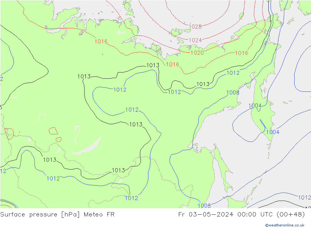 Surface pressure Meteo FR Fr 03.05.2024 00 UTC