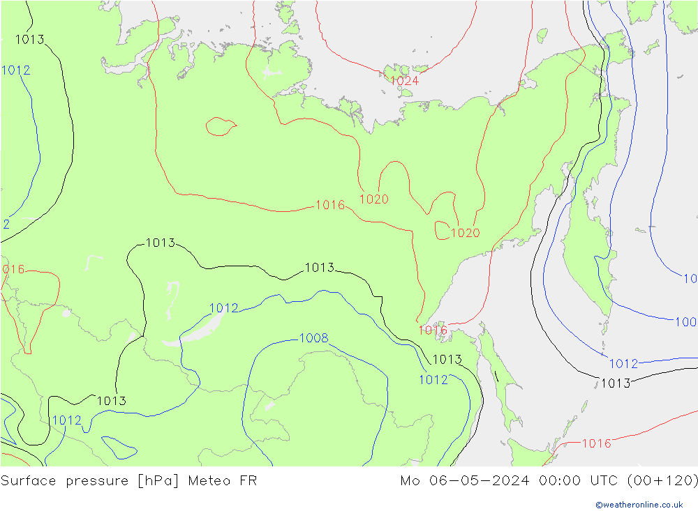 приземное давление Meteo FR пн 06.05.2024 00 UTC
