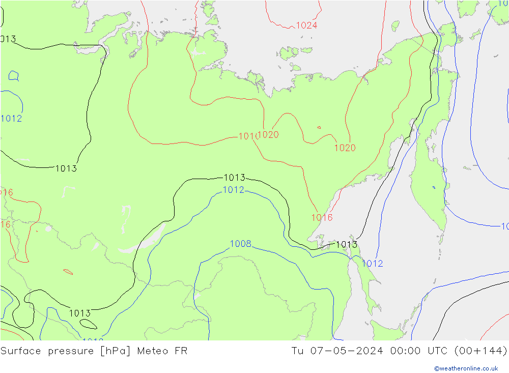 приземное давление Meteo FR вт 07.05.2024 00 UTC