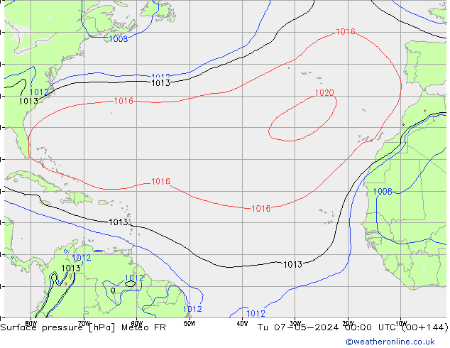 Pressione al suolo Meteo FR mar 07.05.2024 00 UTC