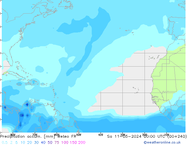 Precipitation accum. Meteo FR So 11.05.2024 00 UTC