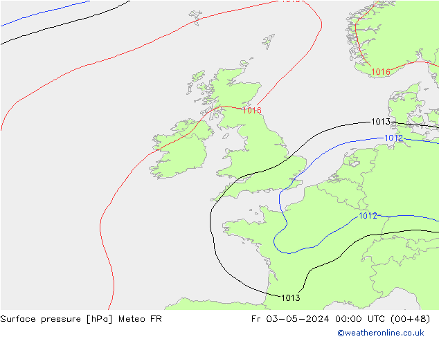 pressão do solo Meteo FR Sex 03.05.2024 00 UTC