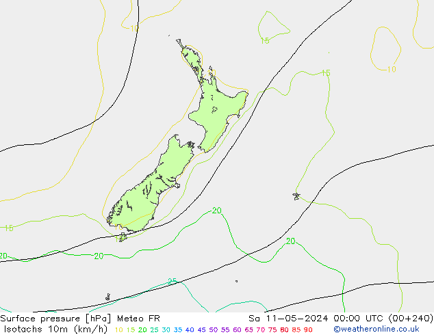 Isotachs (kph) Meteo FR Sa 11.05.2024 00 UTC