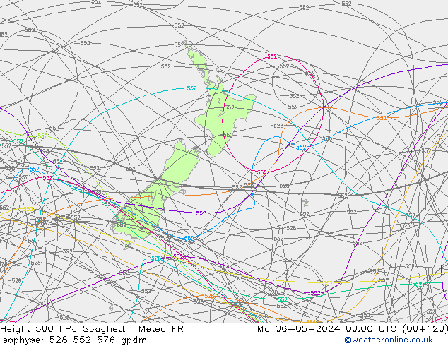 Height 500 hPa Spaghetti Meteo FR Po 06.05.2024 00 UTC