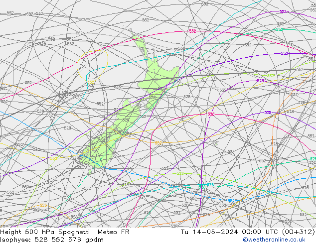 Géop. 500 hPa Spaghetti Meteo FR mar 14.05.2024 00 UTC