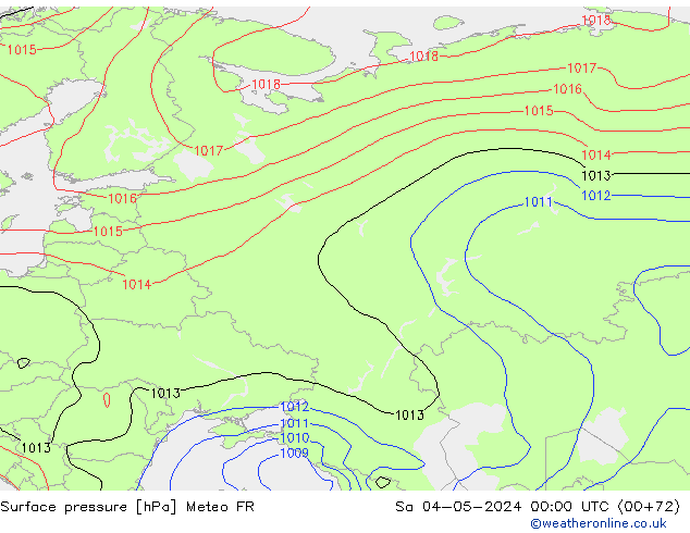 pression de l'air Meteo FR sam 04.05.2024 00 UTC