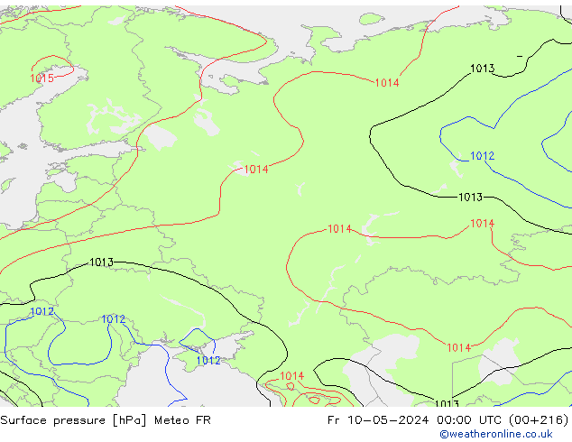 pression de l'air Meteo FR ven 10.05.2024 00 UTC