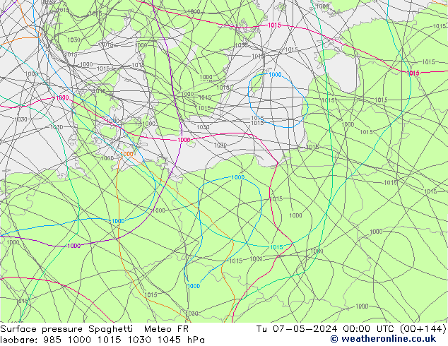 pressão do solo Spaghetti Meteo FR Ter 07.05.2024 00 UTC