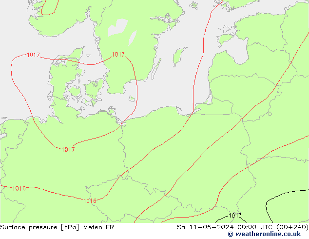 Pressione al suolo Meteo FR sab 11.05.2024 00 UTC