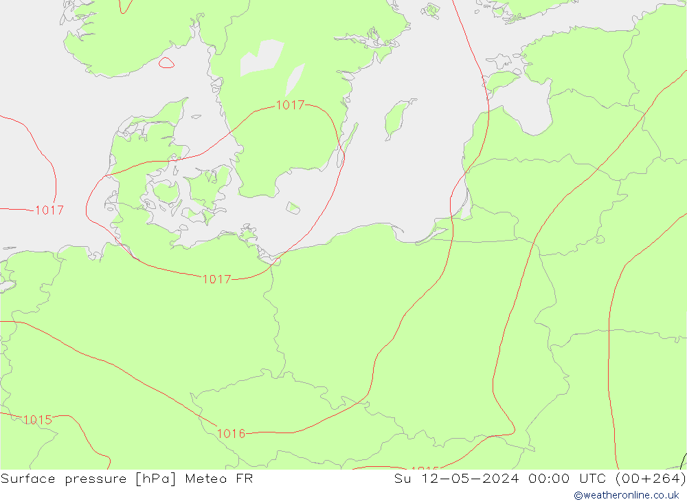 Atmosférický tlak Meteo FR Ne 12.05.2024 00 UTC