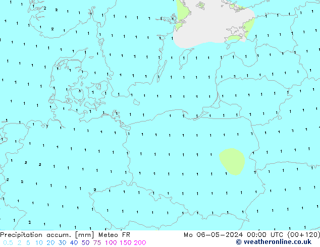 Precipitation accum. Meteo FR  06.05.2024 00 UTC